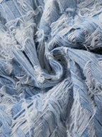 Distressed Frayed Textured Denim Jeans