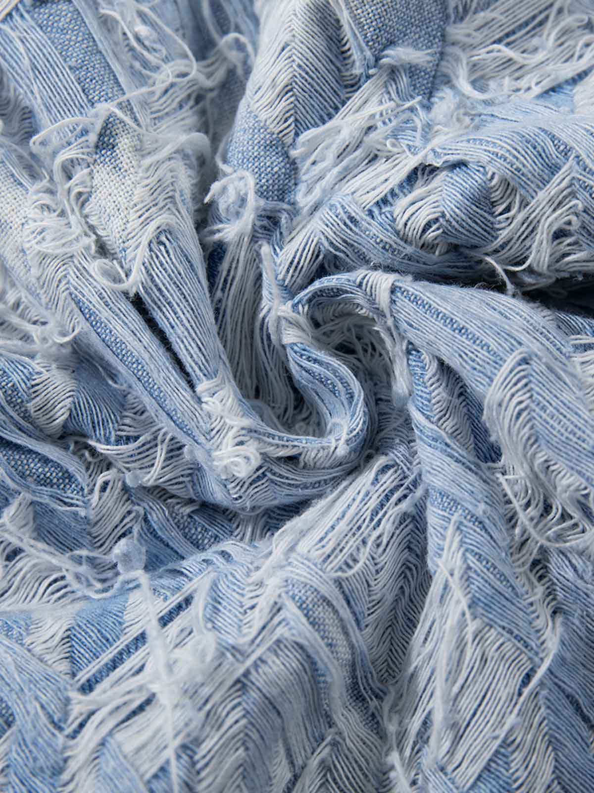 Distressed Frayed Textured Denim Jeans