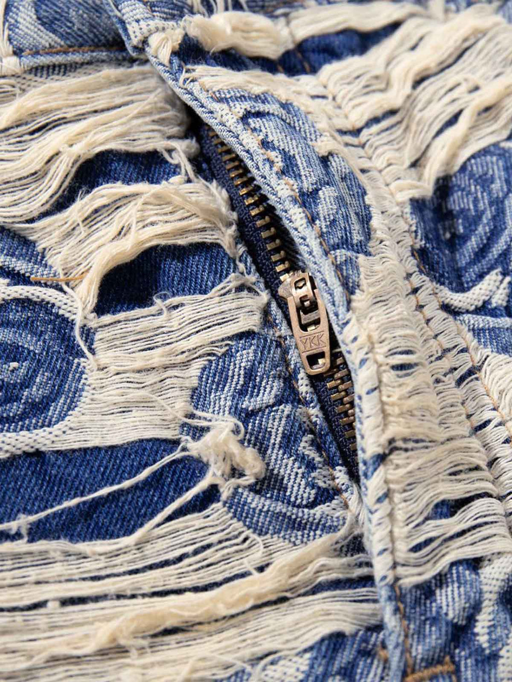 Jacquard Distressed Denim Jeans