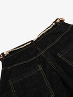 Rope Detail Waist Wide Leg Denim Jeans