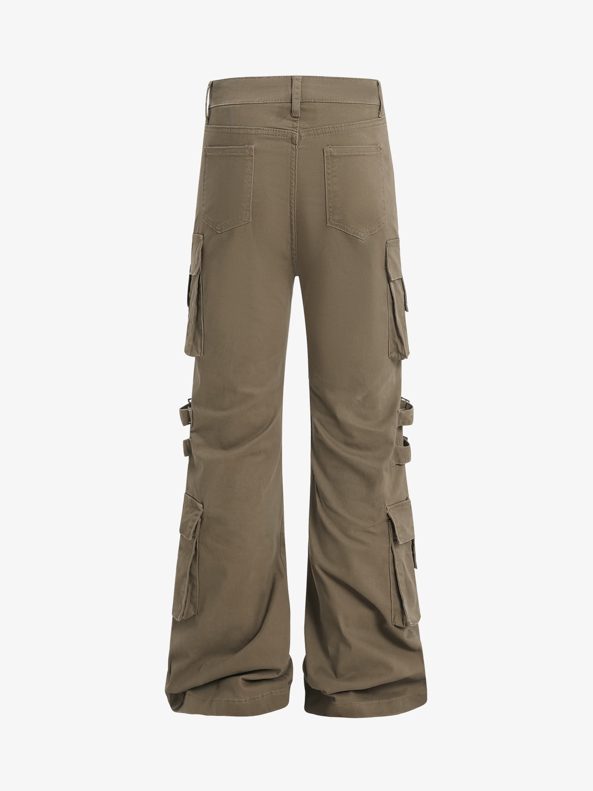 Strap Detail Cargo Flare Cotton Pants