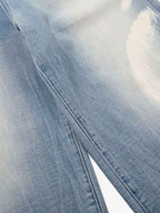 Bleach Wash Wide Leg Denim Jeans