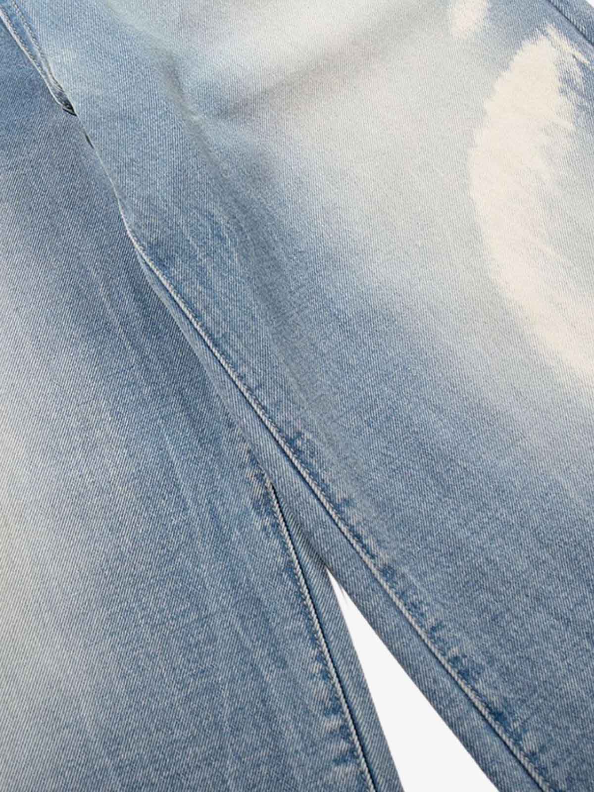 Bleach Wash Wide Leg Denim Jeans
