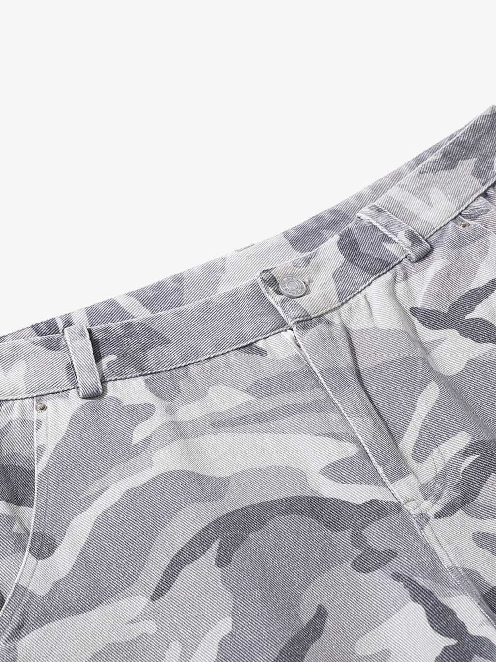 Snow Camouflage Machete Wide-Leg Cargo Barrel Pants - 2548