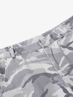 Snow Camouflage Machete Wide-Leg Cargo Barrel Pants - 2548
