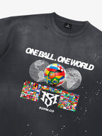 Washed One Ball One World Soccer Graphic T-Shirt