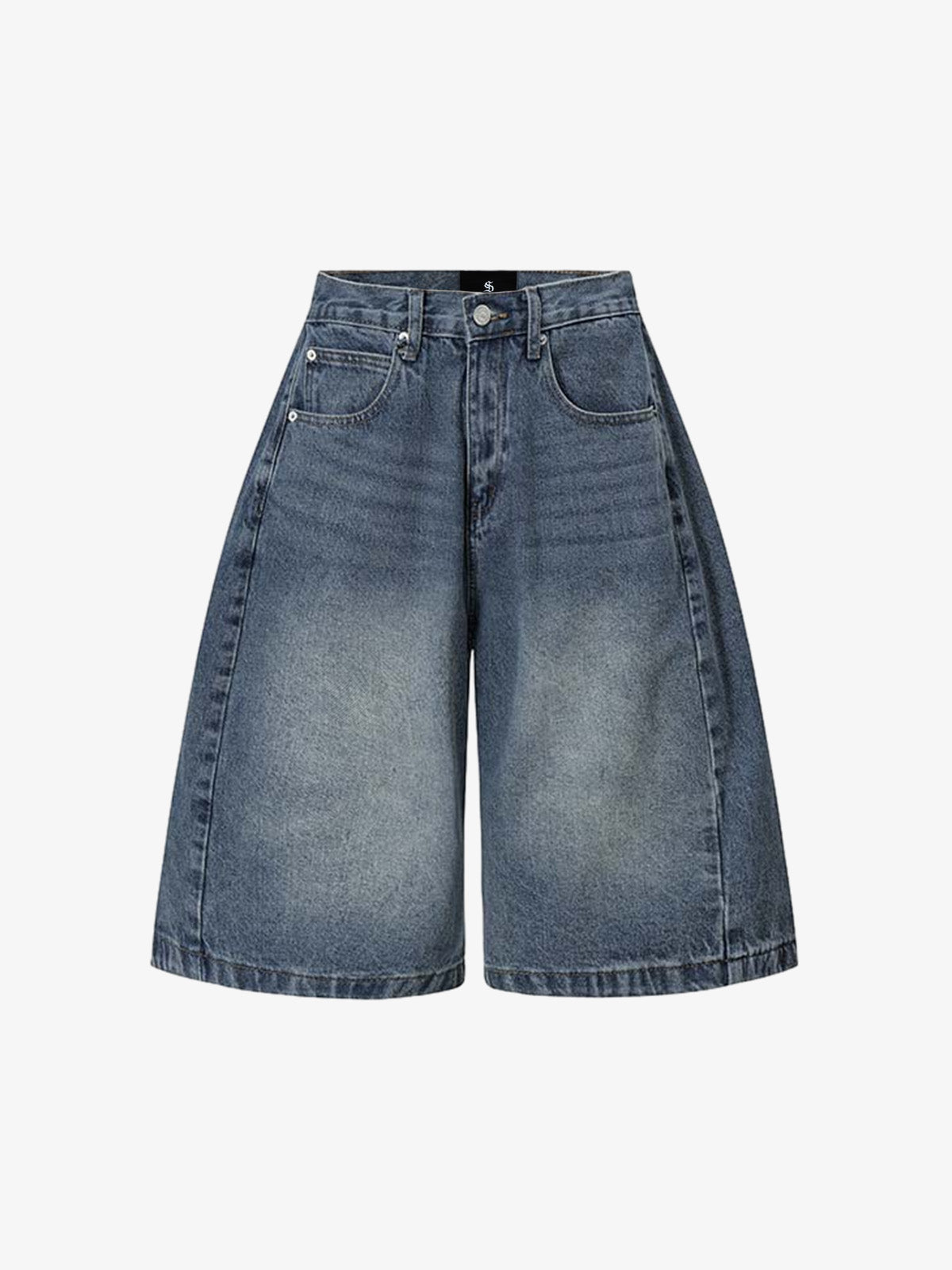 Washed Denim Wide Leg Jorts