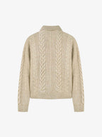 Knitted Vintage Floral Wheat Ear Pattern Double Zip Sweater