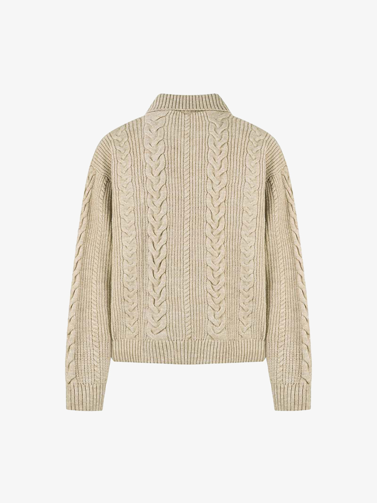 Knitted Vintage Floral Wheat Ear Pattern Double Zip Sweater