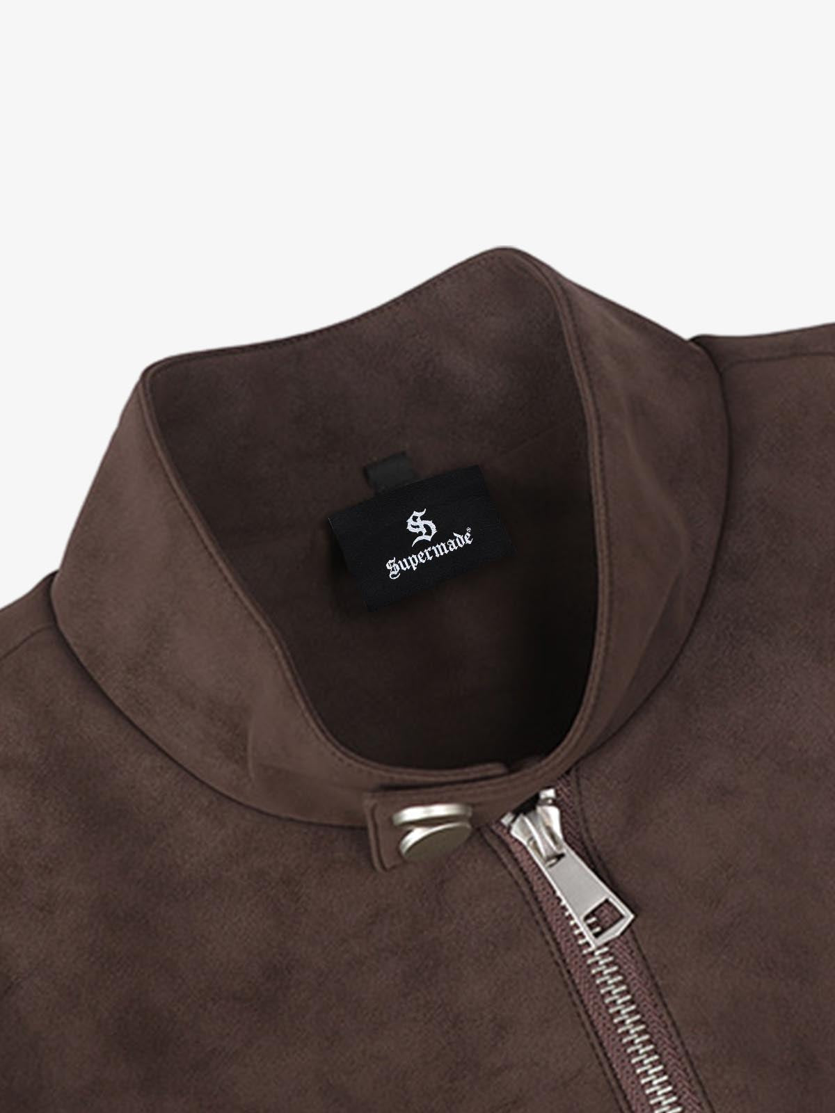 Suede Studded Zip Up Jacket