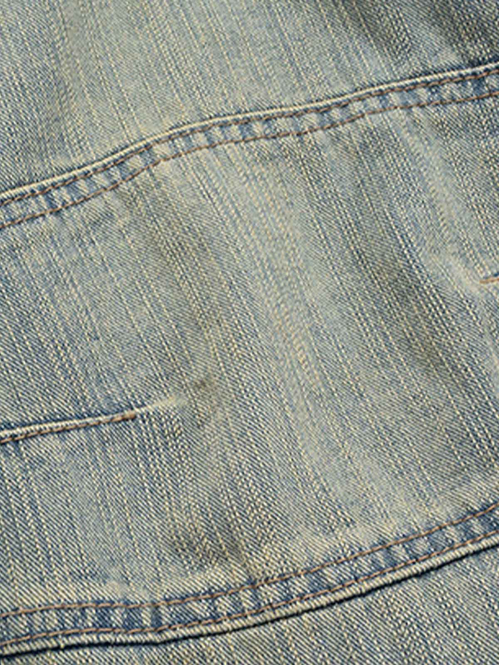Distressed Contrast Drawstring Knee-Length Jeans