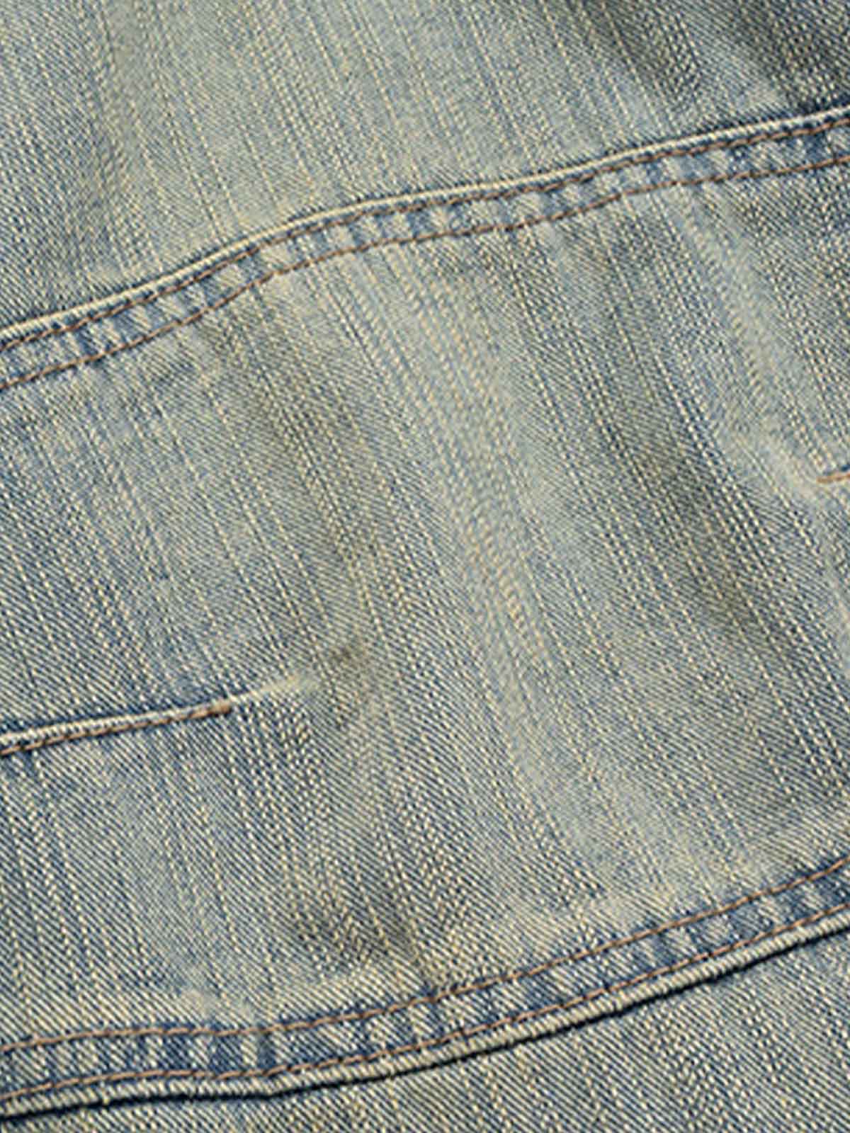 Distressed Contrast Drawstring Knee-Length Jeans