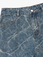 Retro Crackle-Washed Barrel Jeans