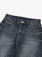 Vintage Distressed Wash Wide Leg Jeans