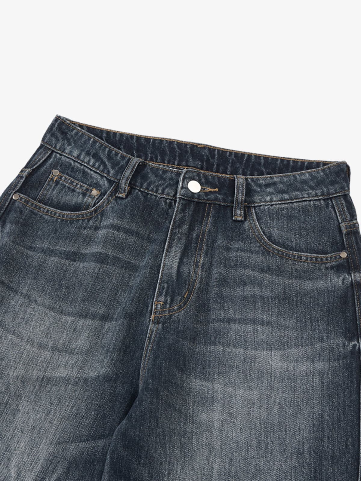 Vintage Distressed Wash Wide Leg Jeans