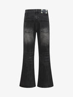 Retro Washed Faded Flared Jeans
