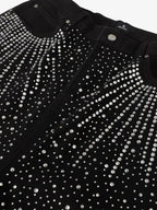Retro Denim Full Rhinestone Design Baggy Jeans - 2545