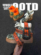 Camo Print Lace Up Chunky Ankle Boots - 2597