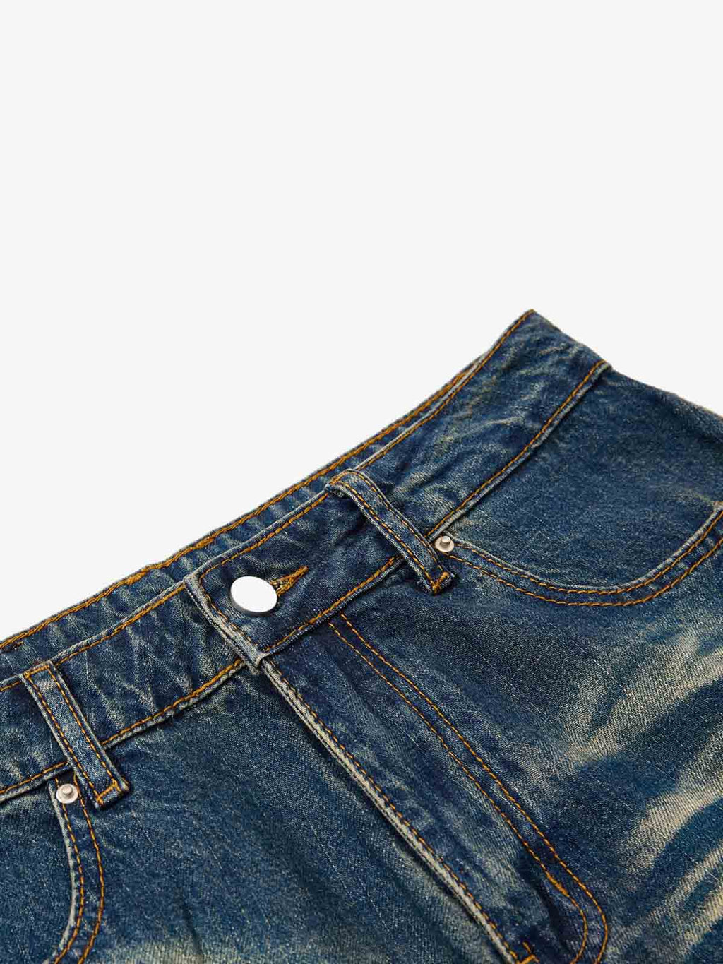 Vintage Washed Distressed Straight-Leg Jeans