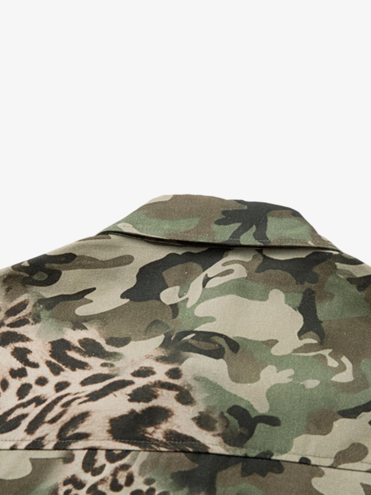 Camouflage Leopard Patchwork Layered Shirt
