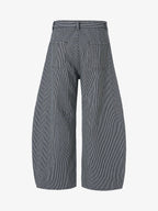 Retro Striped Colorblock Barrel Jeans