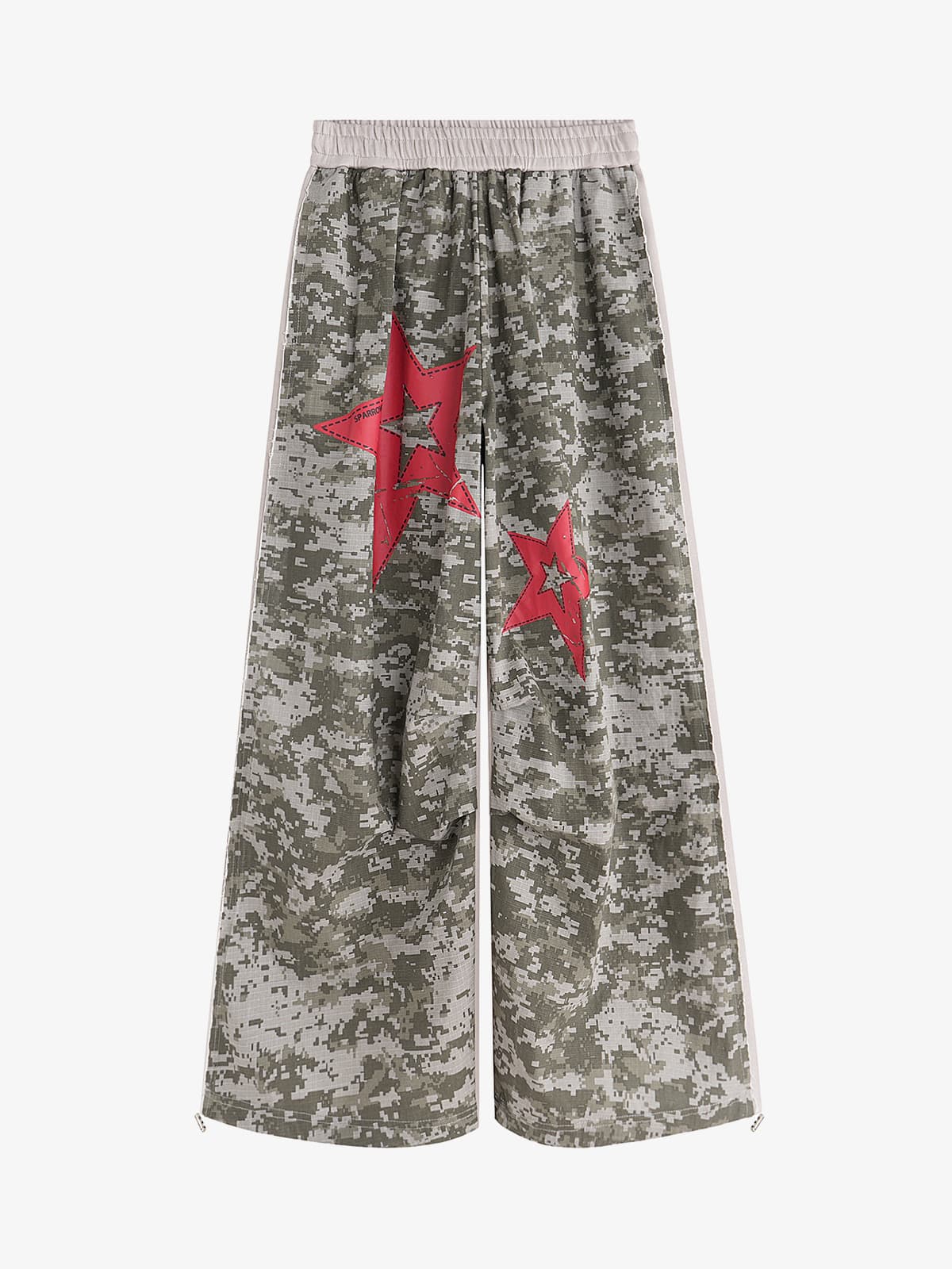Retro Camouflage Star Patch Colorblock Casual Pants