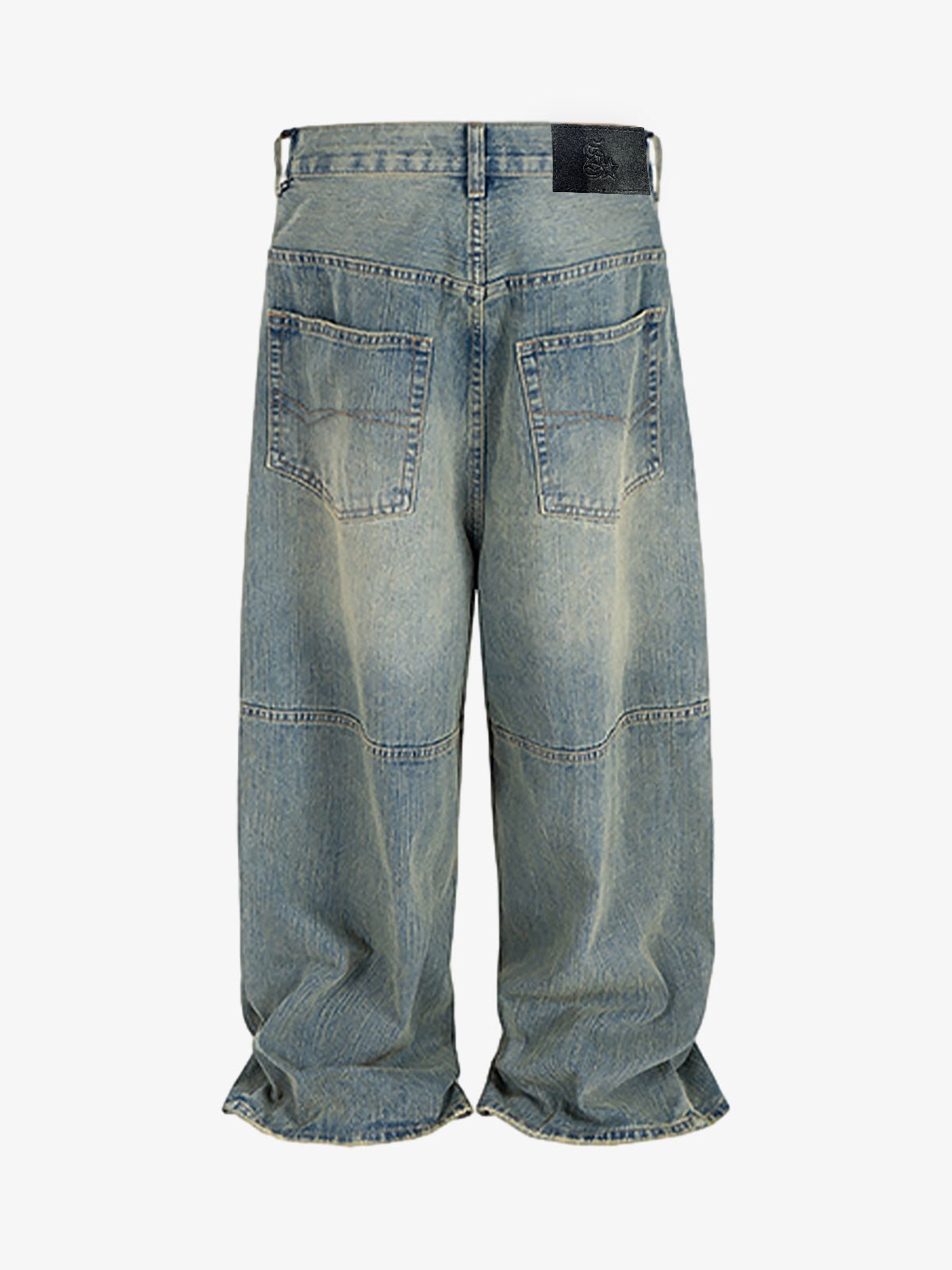 Distressed Contrast Drawstring Knee-Length Jeans