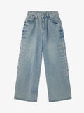 Distressed Studded Embroidery Washed Wide Leg Jeans
