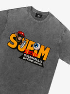 SUPM Trendy Hip-Hop Monkey Graffiti Font T-Shirt