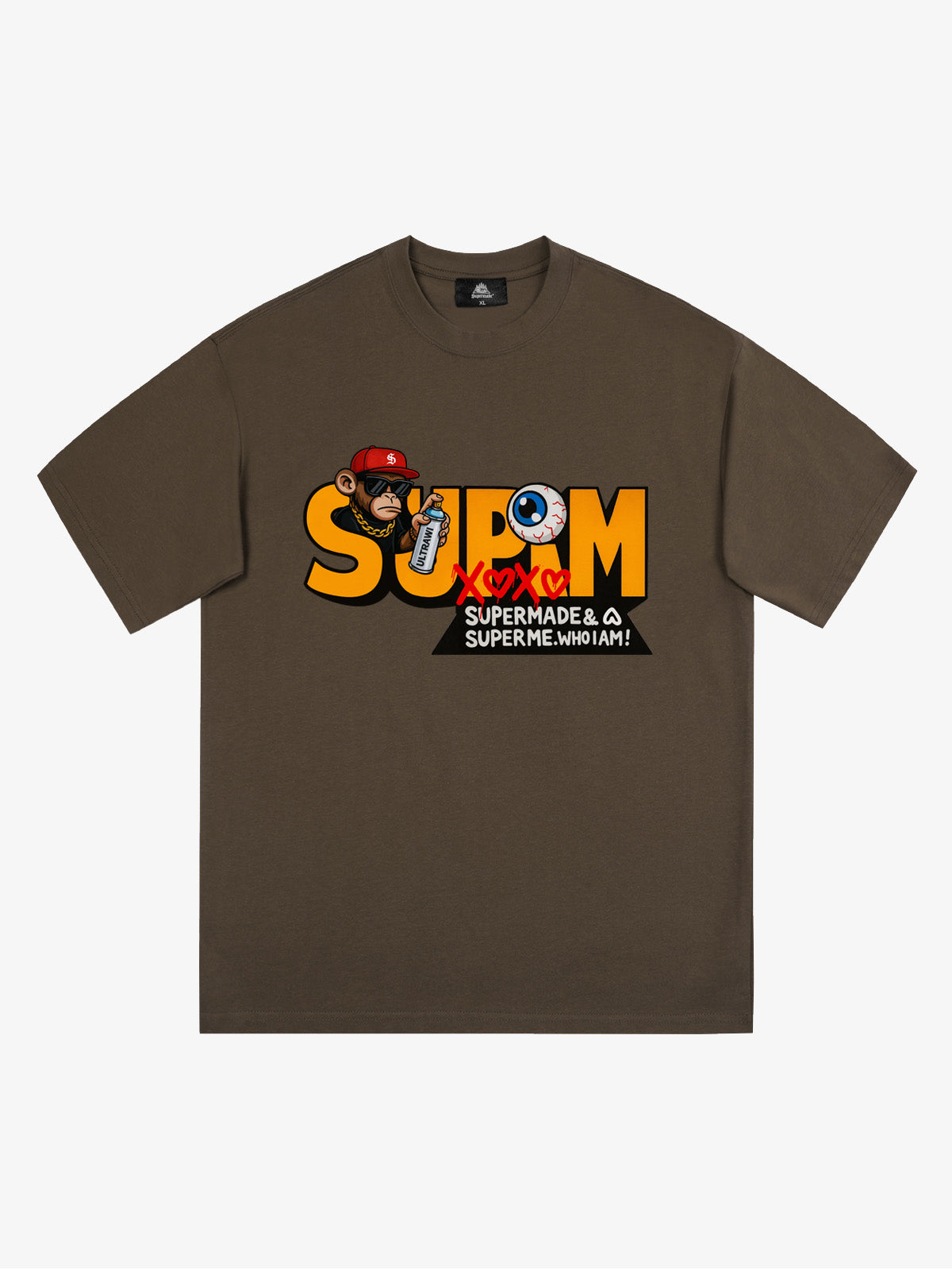 SUPM Trendy Hip-Hop Monkey Graffiti Font T-Shirt