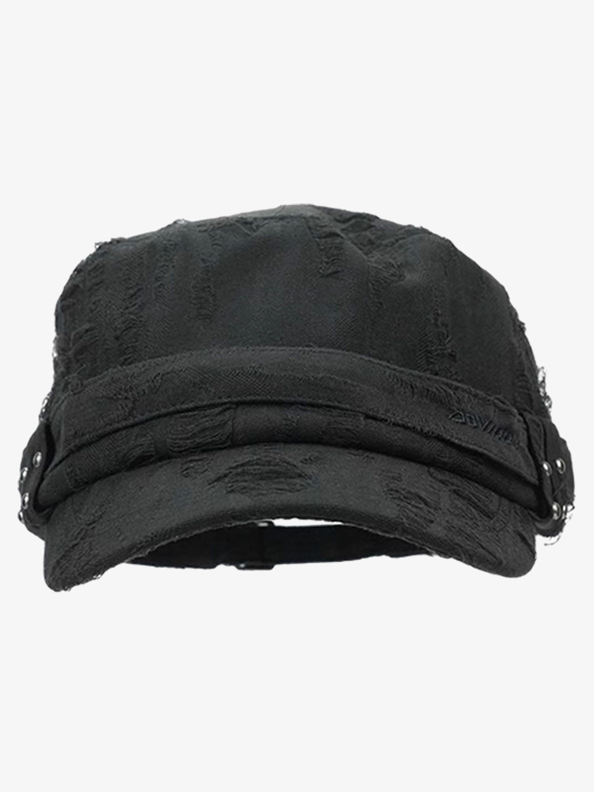 Distressed Stud Detail Cotton Flat Top Cap