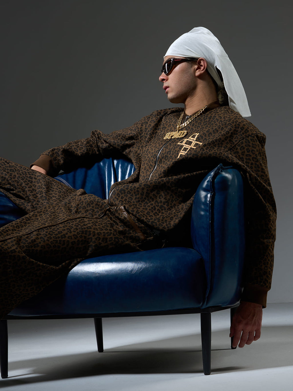 Cross Frame Leopard Print Baseball Jacket - 2572