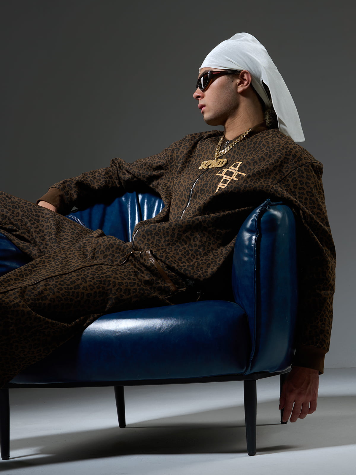 Cross Frame Leopard Print Baseball Jacket - 2572