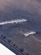 Slash Distressed Washed Denim Jeans