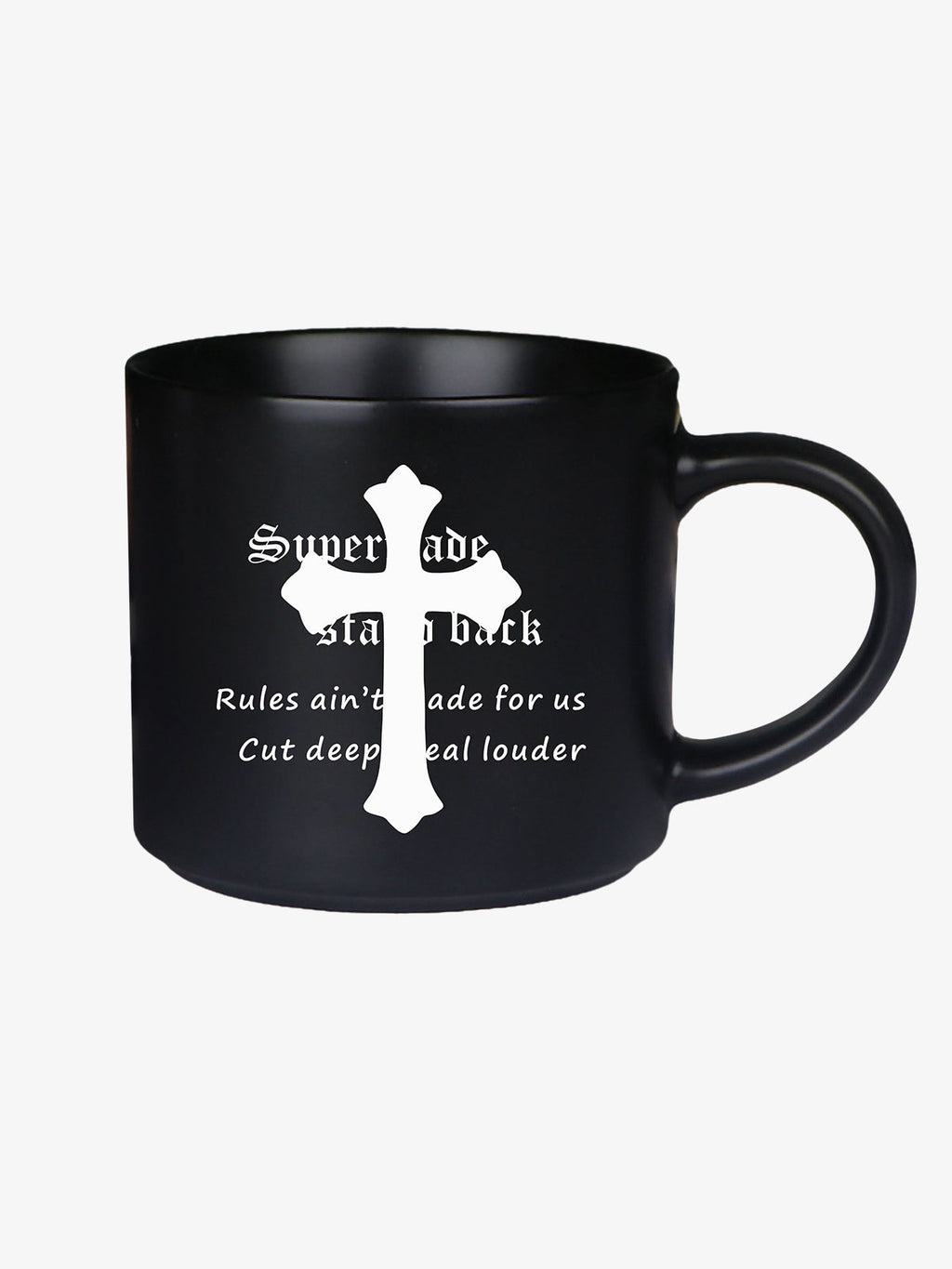 precipice Black Gothic Cross Pattern Mug