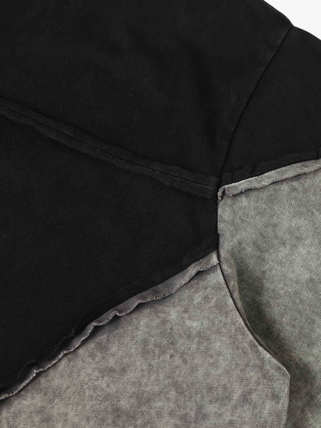 Washed Asymmetric Raw Edge Panel Knit T-Shirt