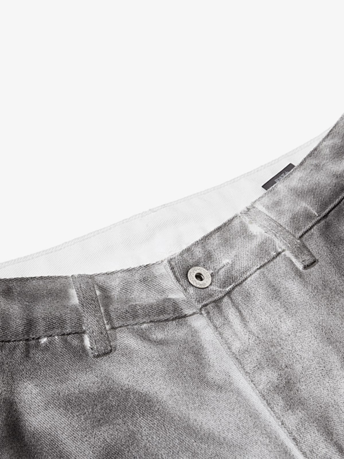 Distressed Dirty Wash Text Graphic Star Trim Straight Leg Pants