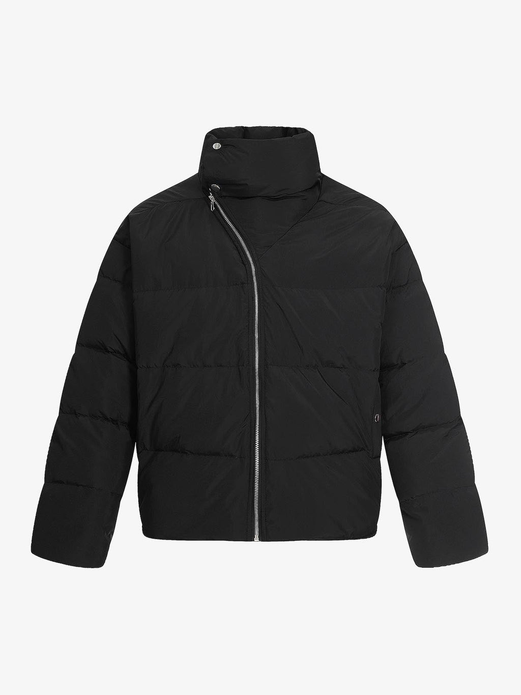 Vintage Asymmetric Zip High-Neck Puffer Jacket