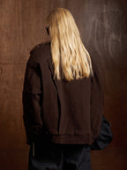 Street Punk Oblique Zipper Lambswool Collar Quilted Jacket