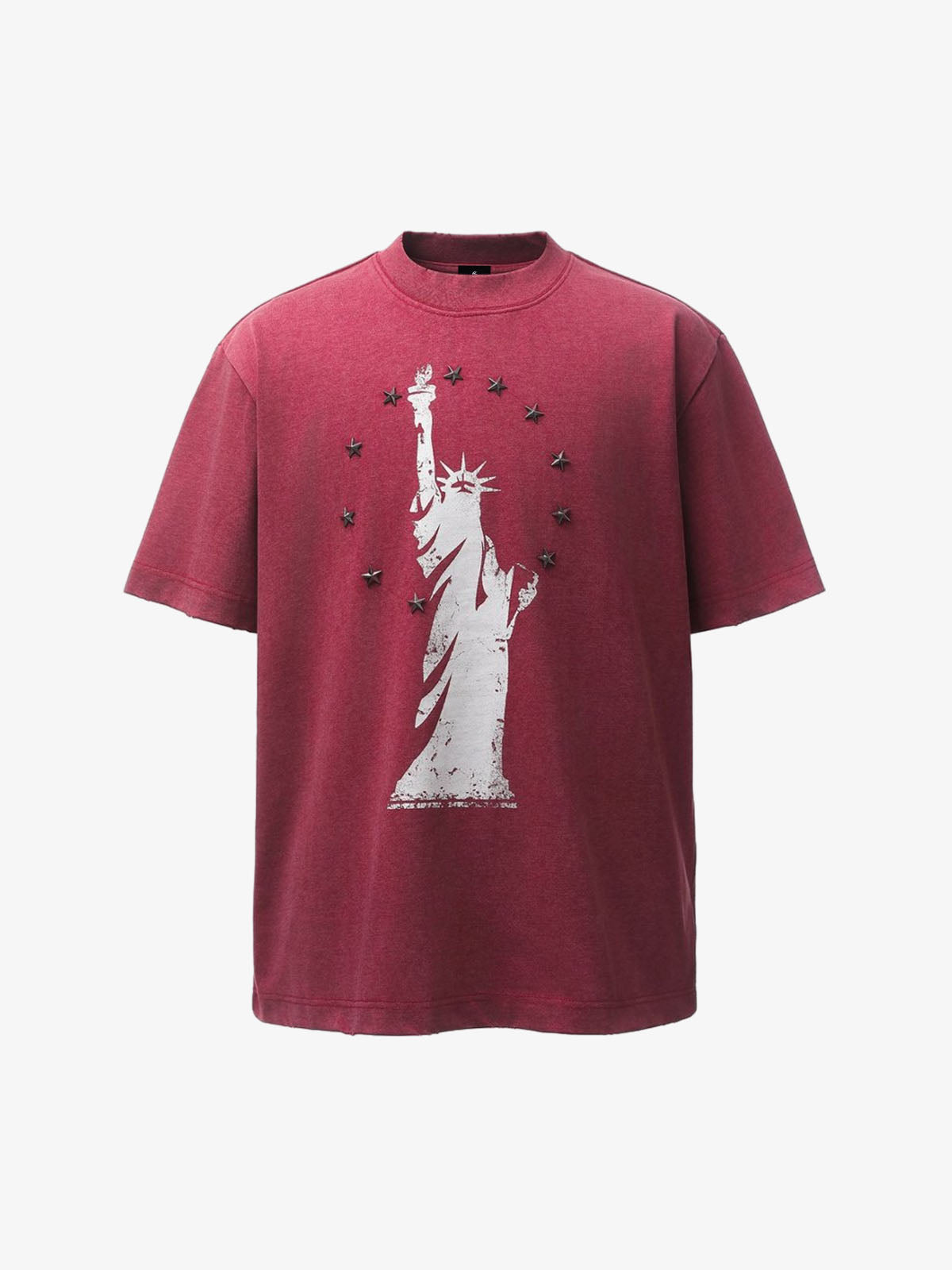 Statue of Liberty Print and Star Details T-Shirt