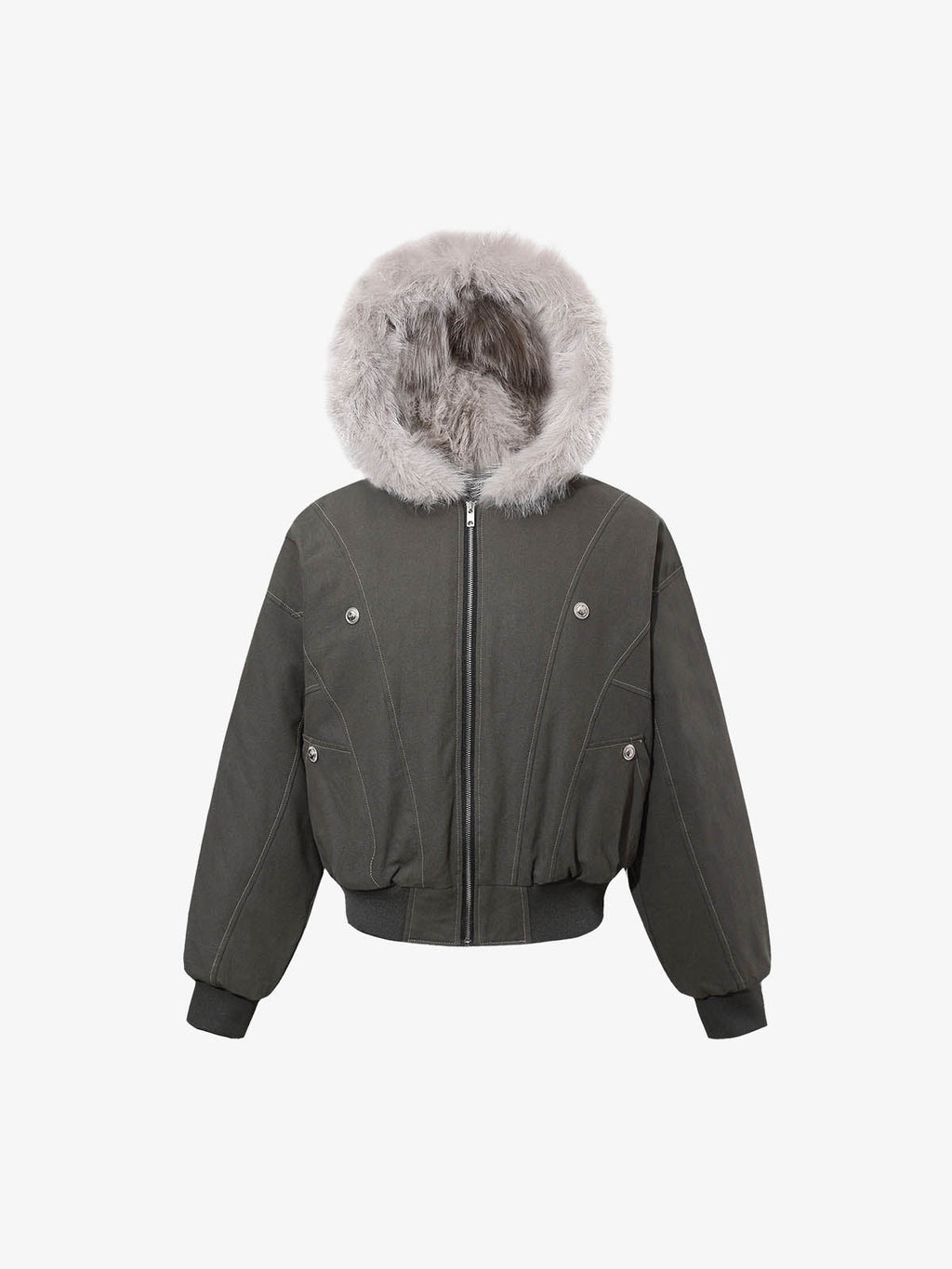 Faux Fur Hooded Padded Bomber Jacket