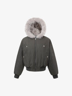 Faux Fur Hooded Padded Bomber Jacket
