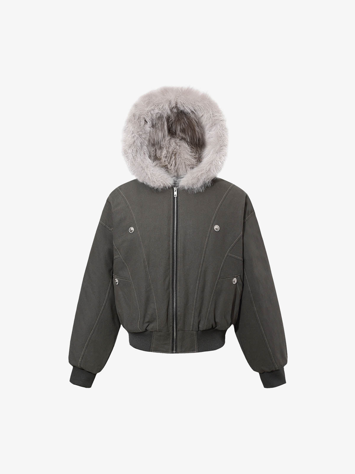 Faux Fur Hooded Padded Bomber Jacket