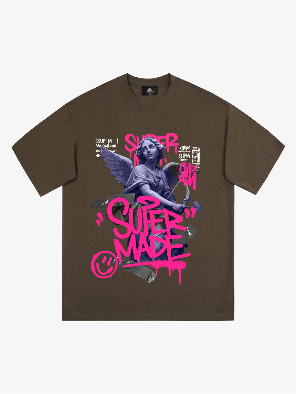 Street Pink Lucky Angel Graphic Design T-Shirt