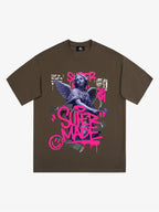 Street Pink Lucky Angel Graphic Design T-Shirt