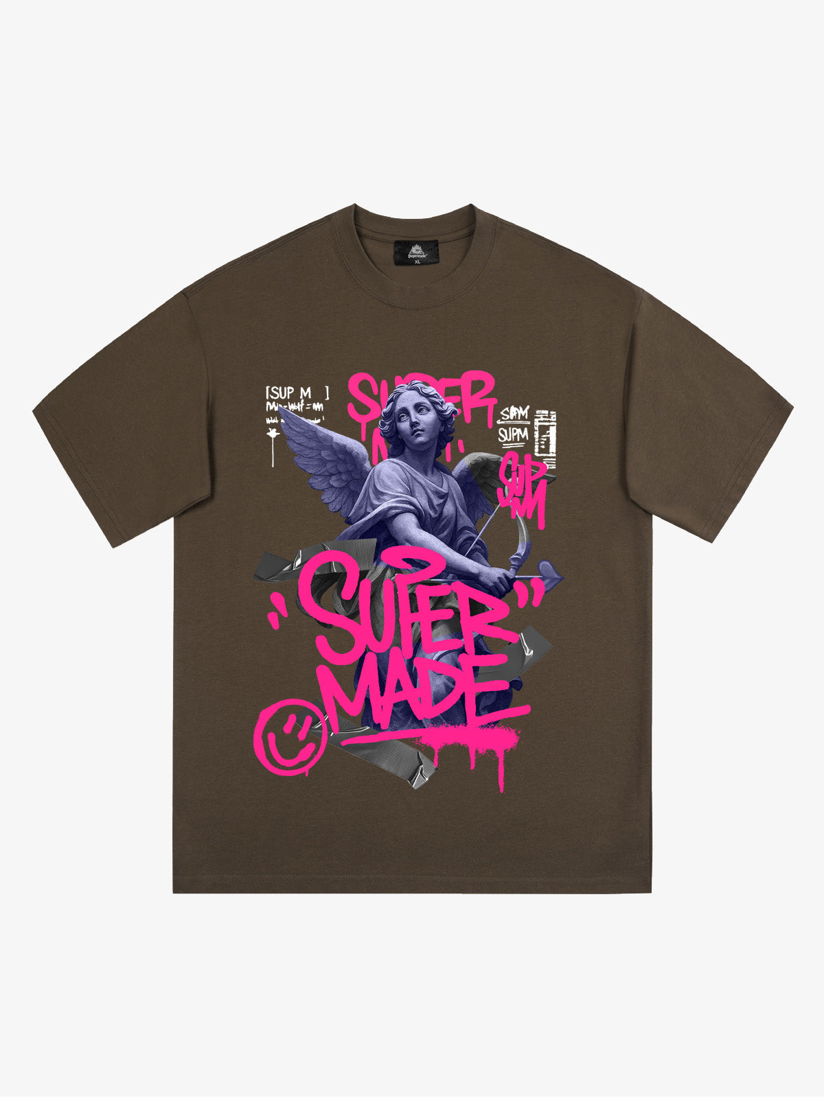 Street Pink Lucky Angel Graphic Design T-Shirt