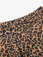 Retro Leopard Print Pleated Pocket Casual Pants