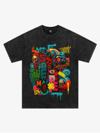 Trendy Multicolor Graffiti Skull Graphic T-Shirt