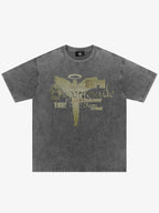 Distressed Washed Gothic Angel Graphic T-Shirt