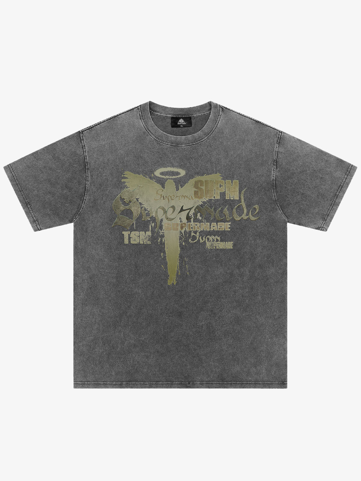 Distressed Washed Gothic Angel Graphic T-Shirt